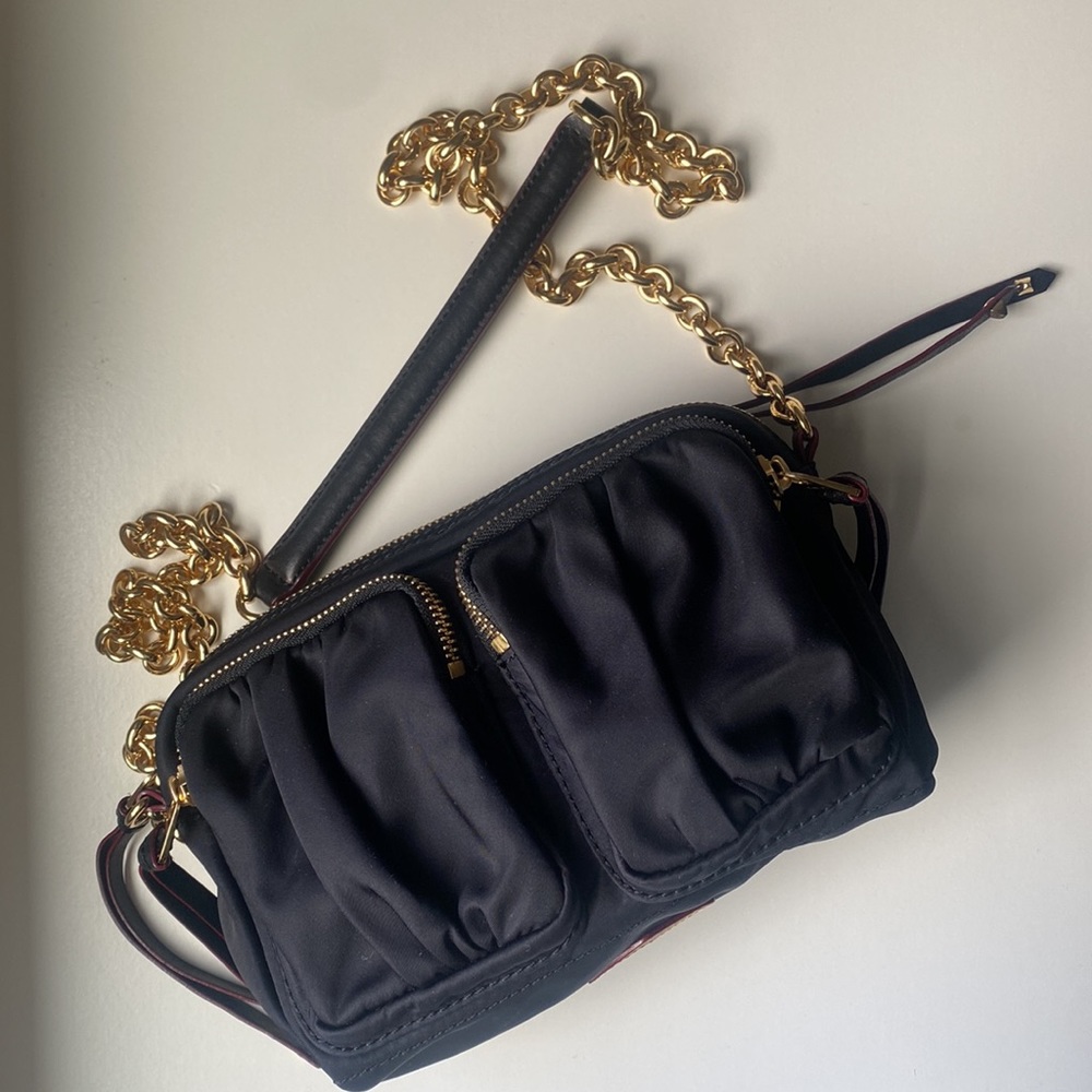 MZ Wallace Black Nylon Chain Evening Bag